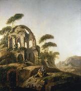 Jean-Baptiste Pillement Temple of Minerva Medica in Rome. France oil painting artist